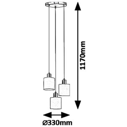 Rabalux 5012 - Ljuskrona med snöre NATINA 3xE14/25W/230V