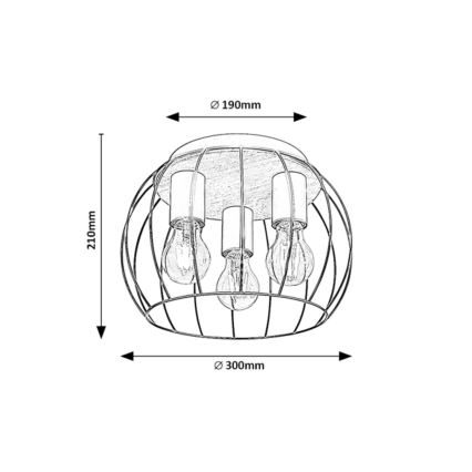 Rabalux - Taklampa 3x E27/25W/230V Ø 30 cm