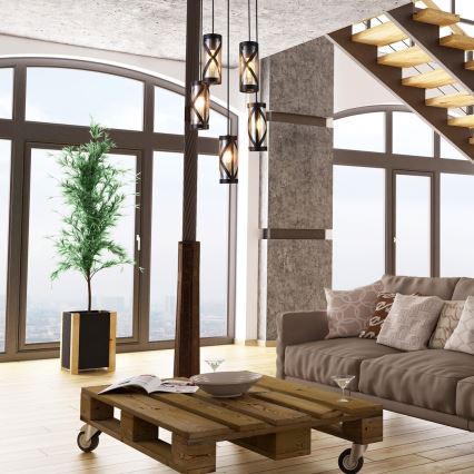 Rabalux 5340 - Ljuskrona med snöre OBERON 5xE14/40W/230V