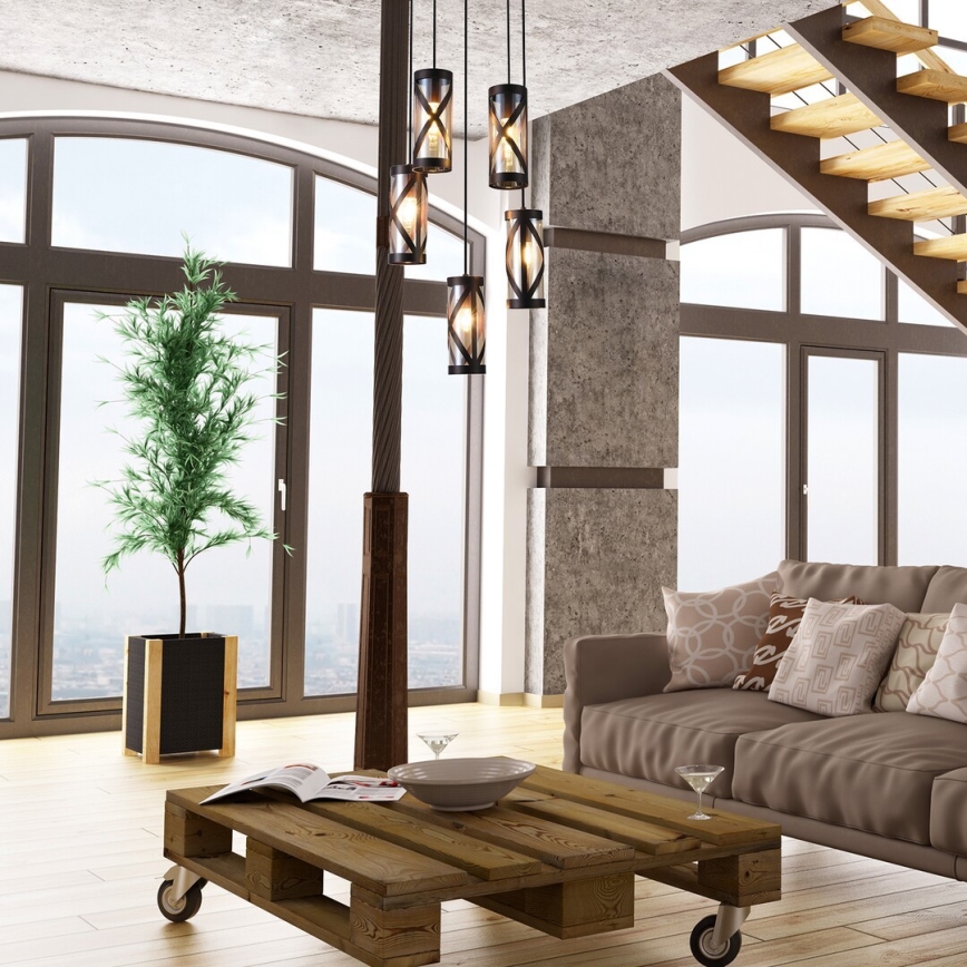 Rabalux 5340 - Ljuskrona med snöre OBERON 5xE14/40W/230V