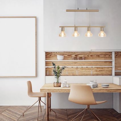 Rabalux 5551 - Ljuskrona med snöre HOLLY 4xE14/40W/230V guld