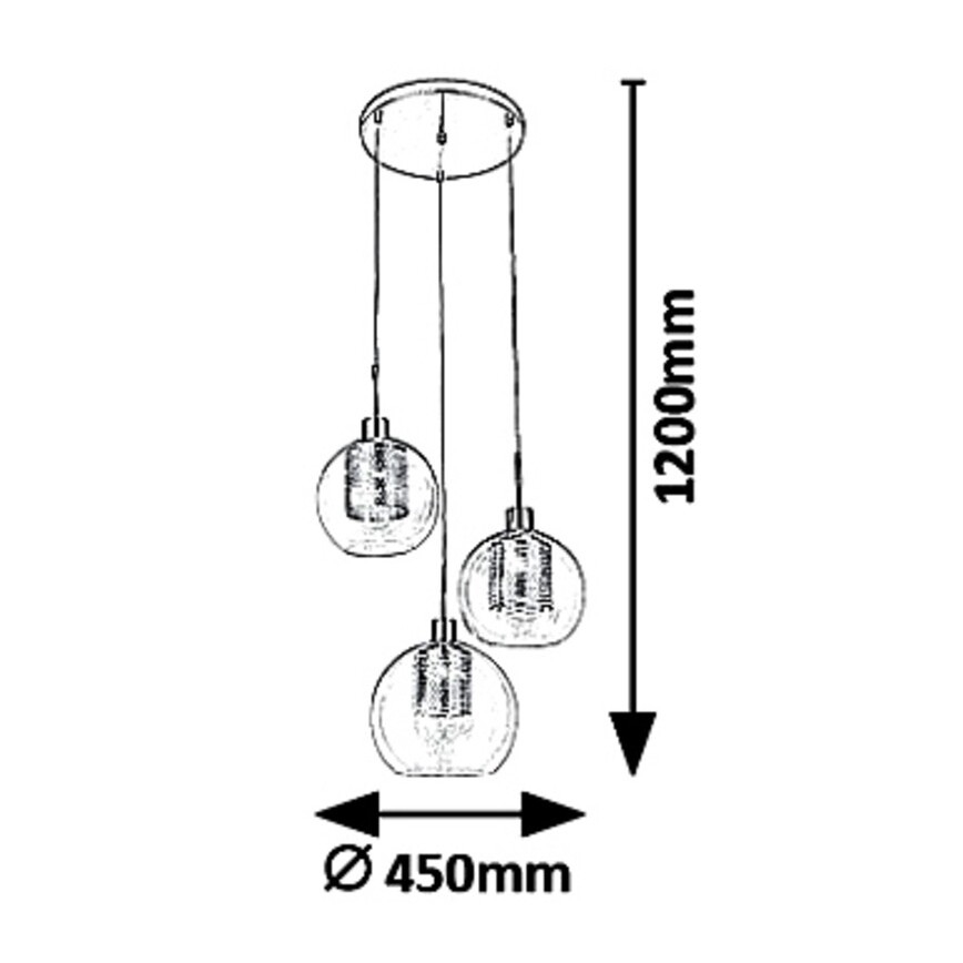 Rabalux 6496 - Ljuskrona med snöre PHILANA 3xE14/40W/230V