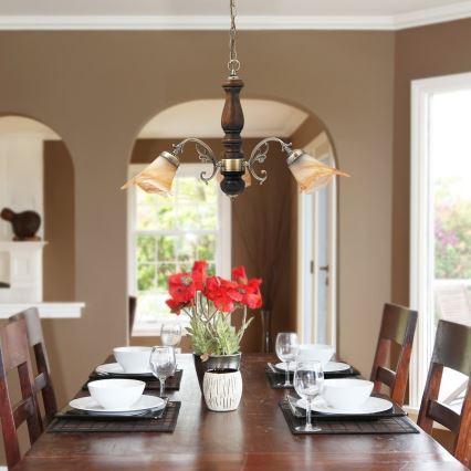 Rabalux - Ljuskrona på kedja 3xE14/40W/230V valnöt