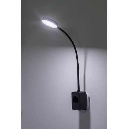 Rabalux - Dimbar LED-vägglampa 4W/230V med USB-port för vägguttag 3000/4000/6000K svart