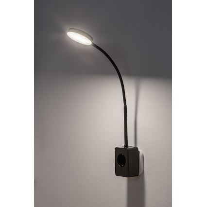 Rabalux - Dimbar LED-vägglampa 4W/230V med USB-port för vägguttag 3000/4000/6000K svart