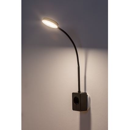 Rabalux - Dimbar LED-vägglampa 4W/230V med USB-port för vägguttag 3000/4000/6000K svart