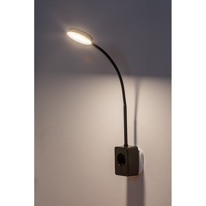 Rabalux - Dimbar LED-vägglampa 4W/230V med USB-port för vägguttag 3000/4000/6000K svart