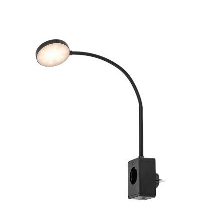 Rabalux - Dimbar LED-vägglampa 4W/230V med USB-port för vägguttag 3000/4000/6000K svart