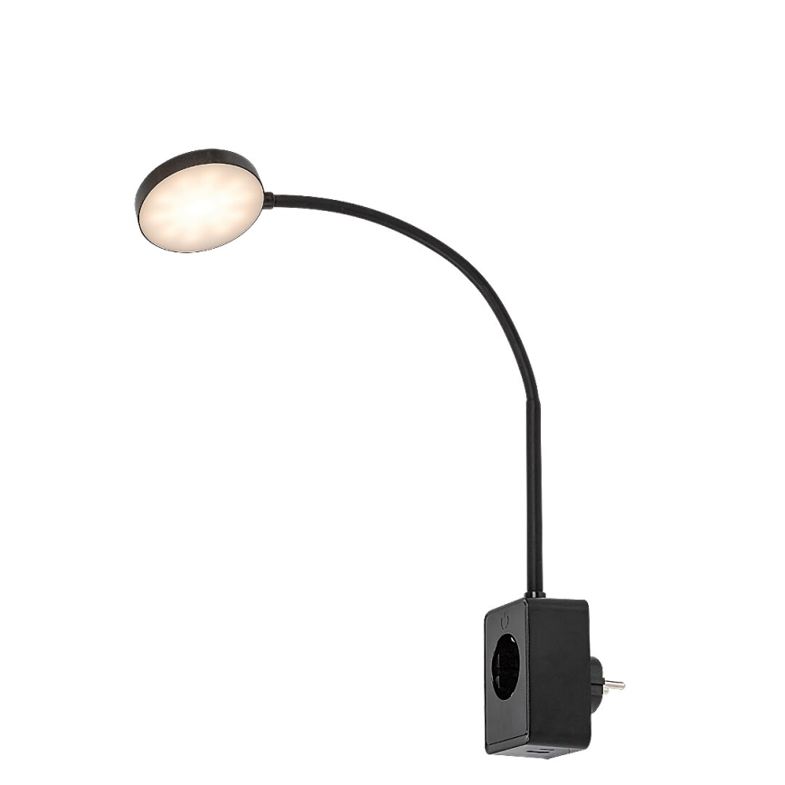 Rabalux - Dimbar LED-vägglampa 4W/230V med USB-port för vägguttag 3000/4000/6000K svart