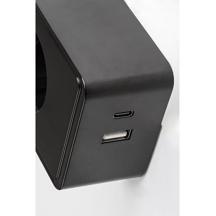 Rabalux - Dimbar LED-vägglampa 4W/230V med USB-port för vägguttag 3000/4000/6000K svart