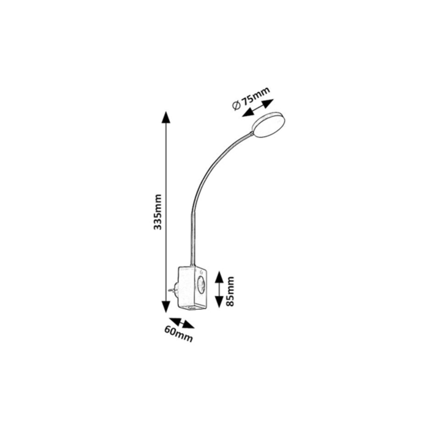 Rabalux - Dimbar LED-vägglampa 4W/230V med USB-port för vägguttag 3000/4000/6000K svart