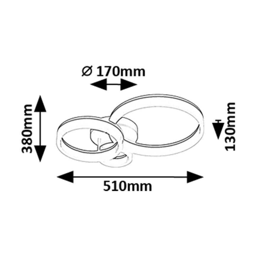 Rabalux - LED taklampa LED/24W/230V 3000/4000/6500K svart 38x51 cm