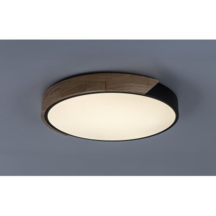 Rabalux - LED-taklampa, 24 W, 230 V, 4000 K, svart/ek, Ø 41 cm