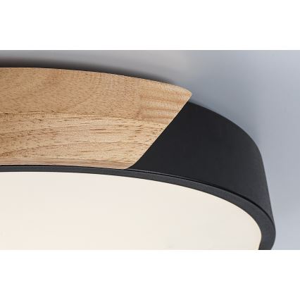 Rabalux - LED-taklampa, 24 W, 230 V, 4000 K, svart/ek, Ø 41 cm
