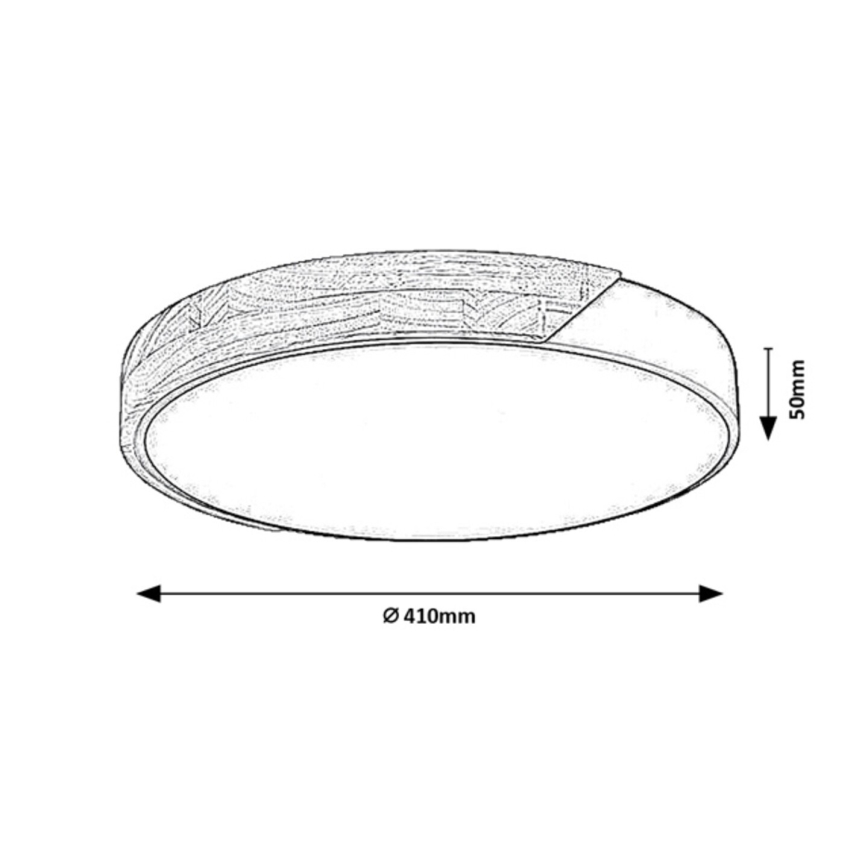 Rabalux - LED-taklampa, 24 W, 230 V, 4000 K, svart/ek, Ø 41 cm