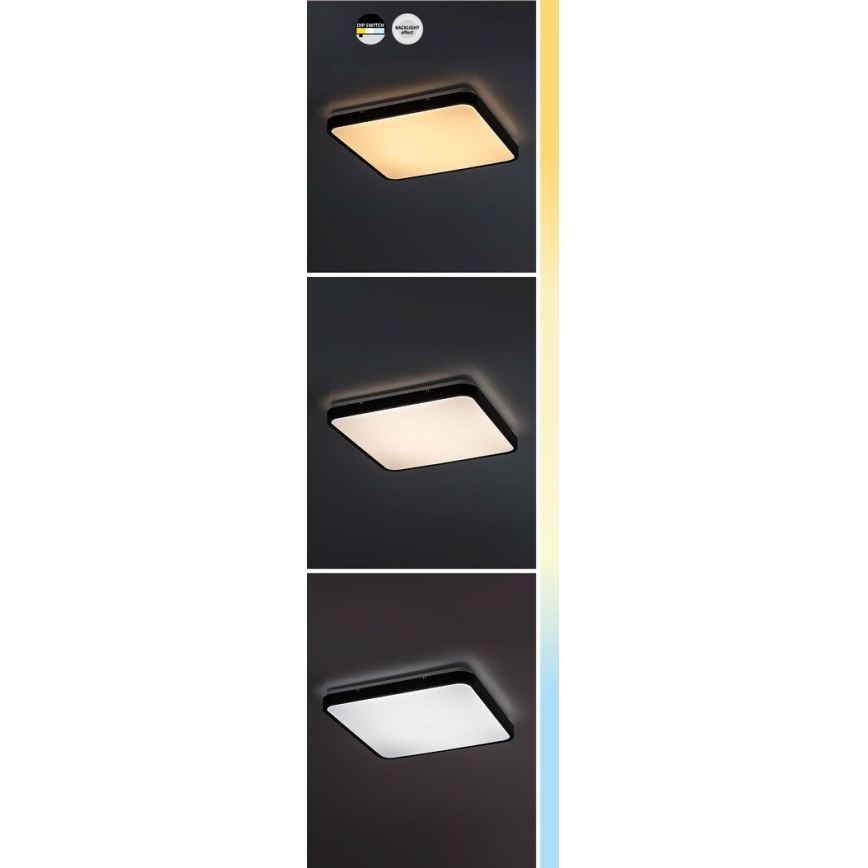 Rabalux - LED taklampa för badrum LED/24W/230V 3000/4000/6000K IP44 29x29 cm svart