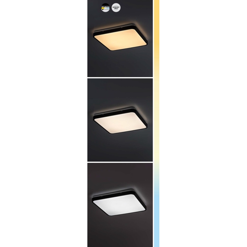 Rabalux - LED taklampa för badrum LED/36W/230V 3000/4000/6000K IP44 42x42 cm svart