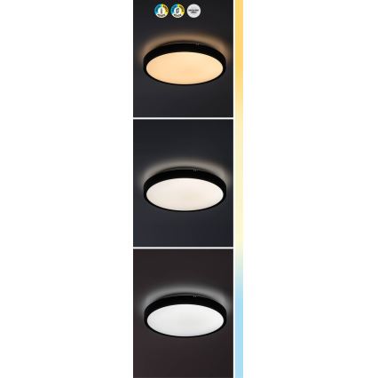 Rabalux - LED ljusreglerad taklampa till badrum LED/24W/230V 3000-6000K IP44 diameter 35,5 cm svart + fjärrkontroll