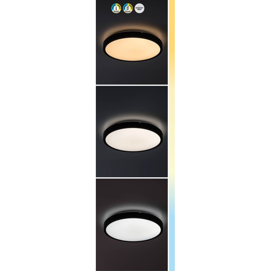 Rabalux - LED ljusreglerad taklampa till badrum LED/36W/230V 3000-6000K IP44 diameter 42 cm svart + fjärrkontroll