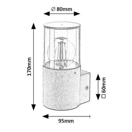 Rabalux - Utomhus vägglampa 1xE27/12W/230V IP44