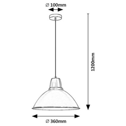 Rabalux - Takpendel med sladd 1xE27/60W/230V Ø 36 cm svart