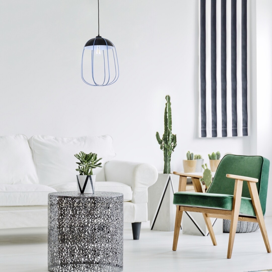 Rabalux - Ljuskrona med textilsladd 1xE27/60W/230V svart/blå