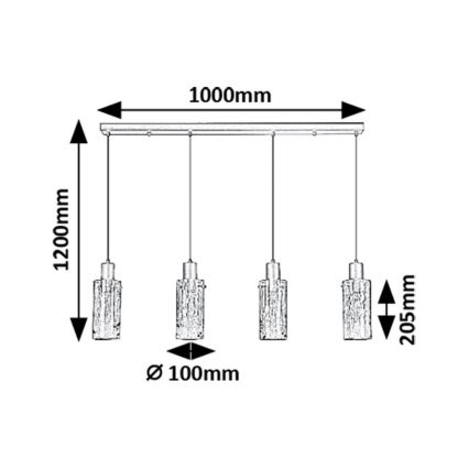 Rabalux - Ljuskrona med textilsladd 4xE27/60W/230V