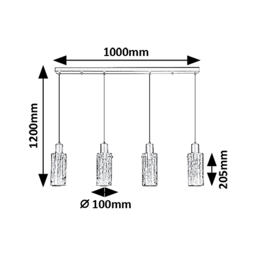 Rabalux - Ljuskrona med textilsladd 4xE27/60W/230V