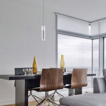 Rabalux - Ljuskrona med textilsladd 1xGU10/50W/230V genomskinlig/skinande krom