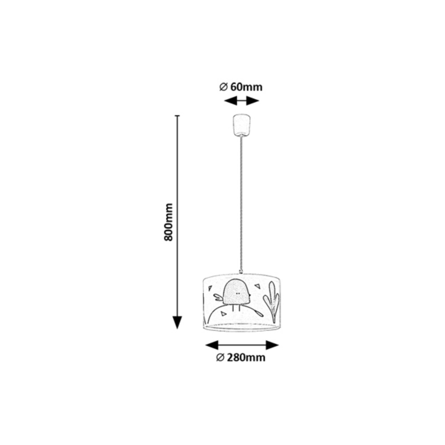 Rabalux - Hängande ljuskrona med textilsladd för barn 1xE27/40W/230V