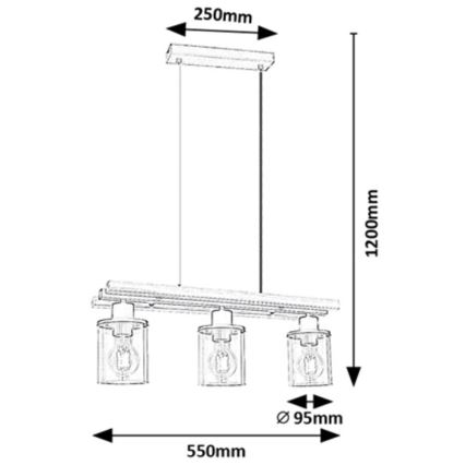 Rabalux - Taklampa 3xE27/25W/230V tall
