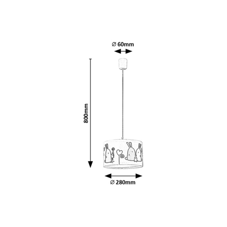 Rabalux - Hängande ljuskrona med textilsladd för barn 1xE27/40W/230V