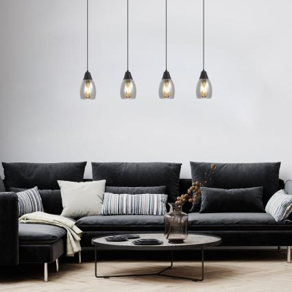 Rabalux - Ljuskrona med textilsladd 4xE27/15W/230V