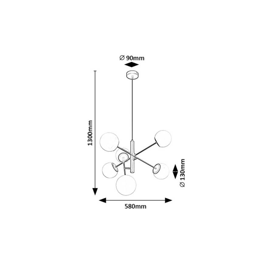Rabalux - Ljuskrona med textilsladd 6xE14/20W/230V