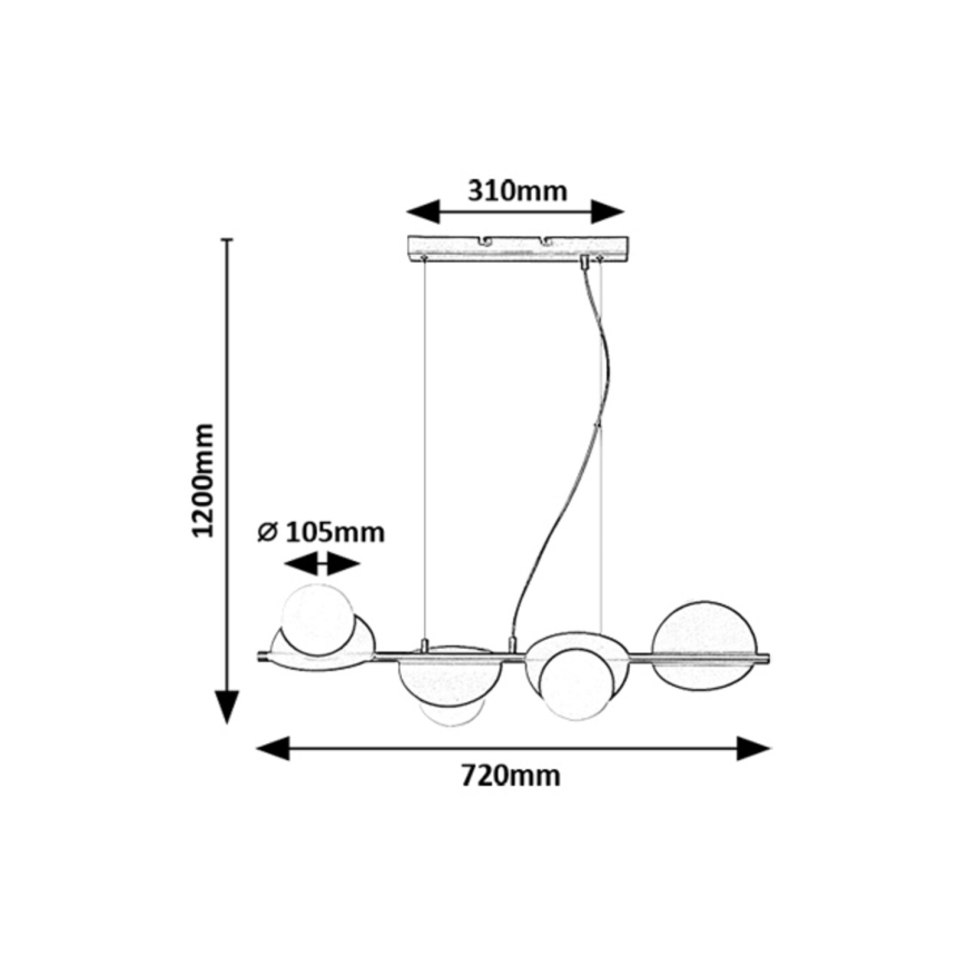 Rabalux - Ljuskrona med textilsladd 4xG9/5W/230V