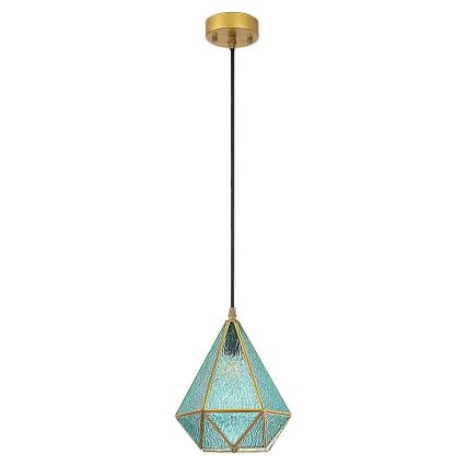 Rabalux - Tiffany färgat glas ljuskrona på snöre 1xE14/40W/230V blå/guld