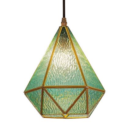 Rabalux - Tiffany färgat glas ljuskrona på snöre 1xE14/40W/230V blå/guld
