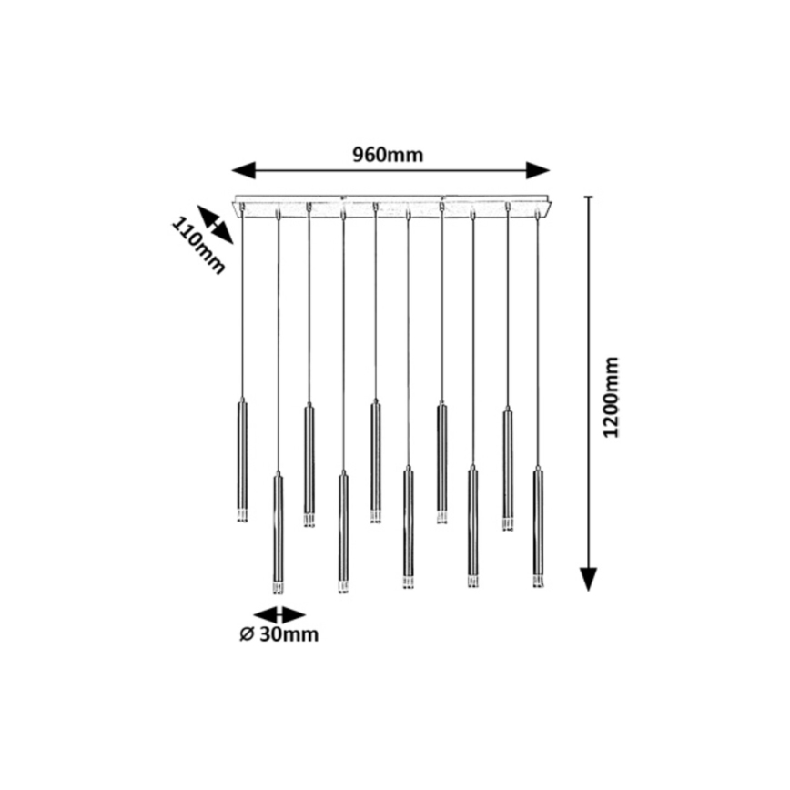 Rabalux - Ljuskrona med textilsladd 10xG9/5W/230V svart