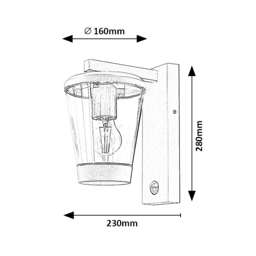Rabalux - Utomhus vägglampa med rörelsesensor 1xE27/40W/230V IP44