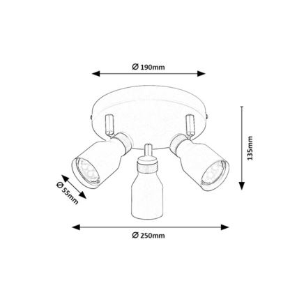 Rabalux - Spotlampa 3xGU10/15W/230V