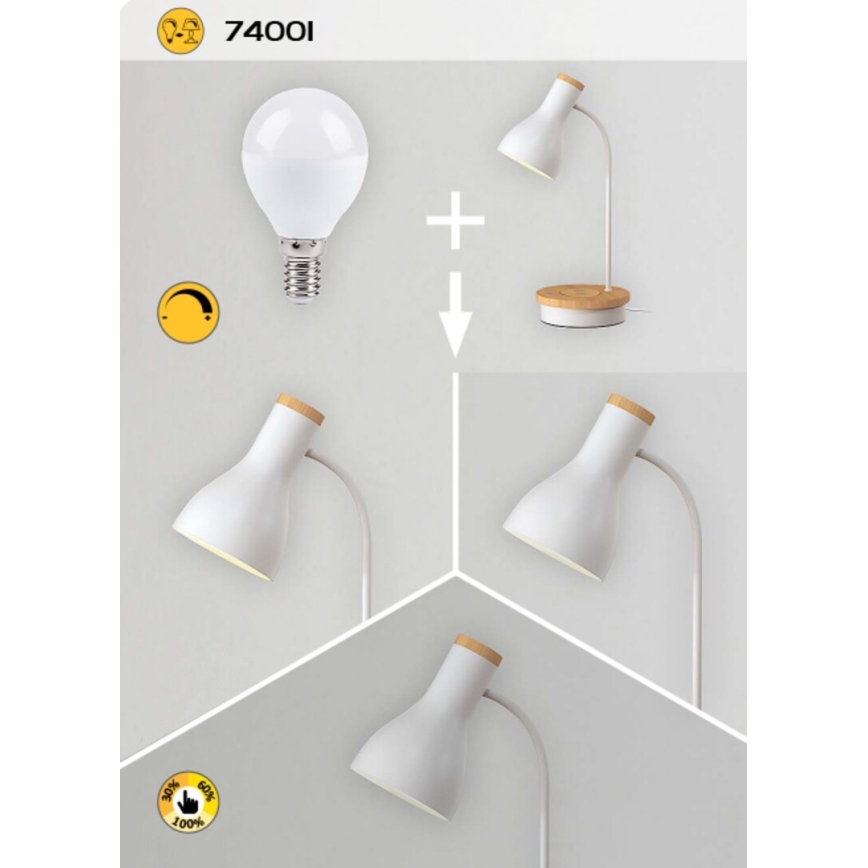 Rabalux - Dimbart touchbordslampa med trådlös laddning 1xE14/25W/230V gummiträd