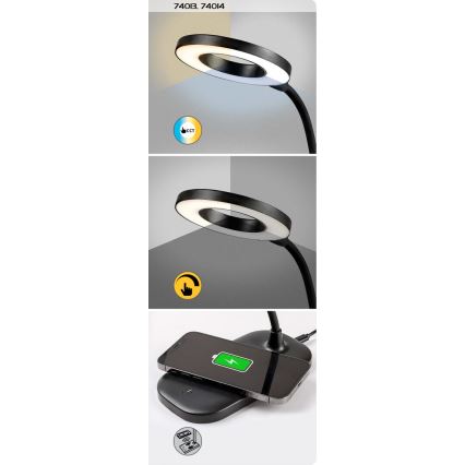 Rabalux - LED dimbar touchbordslampa med trådlös laddning LED/5W/5V 2700-6000K vit