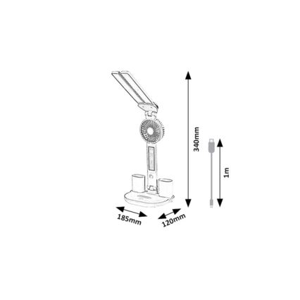 Rabalux - Dimmbar LED-bordslampa med fläkt och display LED/7W/5V 3000/4000/6500K