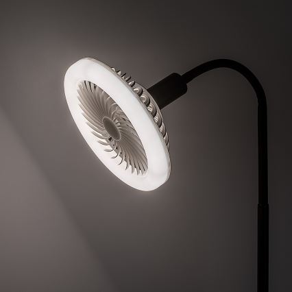 Rabalux - Dimbar LED-golvlampa med fläkt, Ø 30 cm, 1x E27 / 16 W / 230 V, 3000–6500 K + fjärrkontroll