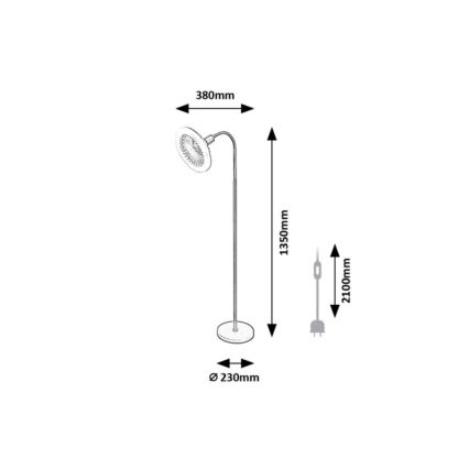 Rabalux - Dimbar LED-golvlampa med fläkt, Ø 30 cm, 1x E27 / 16 W / 230 V, 3000–6500 K + fjärrkontroll