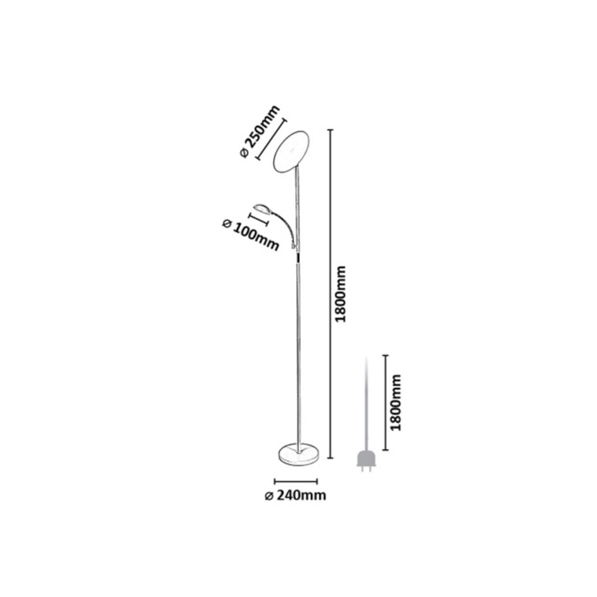 Rabalux - LED Dimbar golvlampa LED/23W/230V 3000/4200/6500 svart