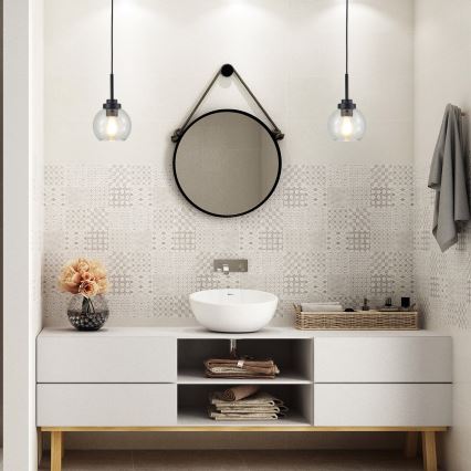 Rabalux - Badrumslampa med kabel 1xE27/15W/230V svart IP44