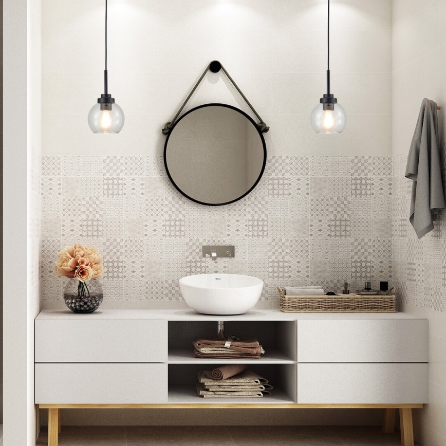 Rabalux - Badrumslampa med kabel 1xE27/15W/230V svart IP44