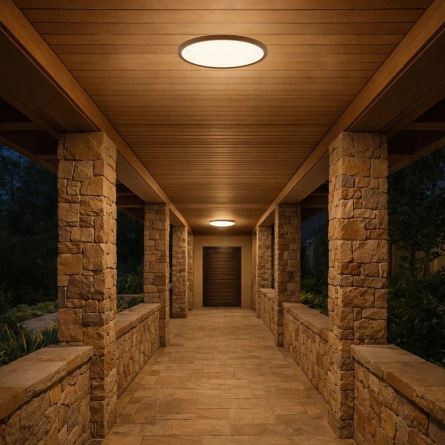 Rabalux - LED takarmatur för badrum LED/18W/230V 3000/4000/6000K Ø 29 cm IP44 brun