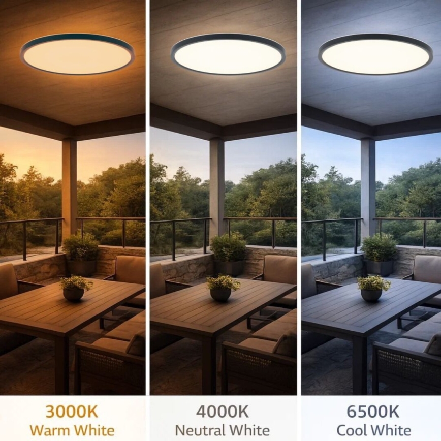 Rabalux - LED taklampa för badrum LED/24W/230V 3000/4000/6000K Ø 40 cm IP44 svart